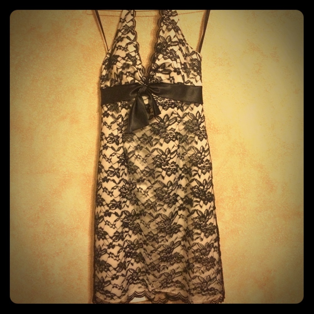White House Black Market black lace halter dress